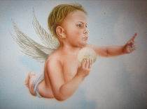Another angel painted in trompe-l'oeil.