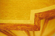 Detail van tablette van het praktische meubel, met liseret geschaats