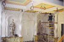 Rnovation et restauration de faux marbre blanc vein au chateau Cambier de Ath.