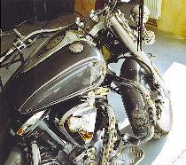  Decorated motor bike: imaginary lion and liserets on gray bottom metallized anthracite.