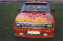 Carrosserie terminée d'un pick up décoré.