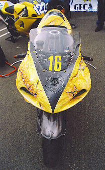  Motor bike of competition personalized speed (front view).