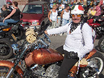 Motor bike chopper decorated and its owner.