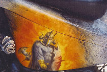 Zicht van de verpersoonlijkheid nabij de contact sleutel van deze chopper.